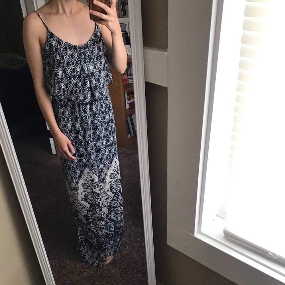 City Triangles Blue & White Maxi Dress